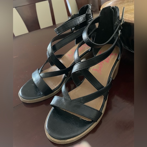 Jellypop Zipper Back Heel Ankle Strap Sandals Black Manmade Women’s Size 10 - Picture 11 of 11